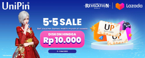 Promo Diskon Hingga Rp 10.000 Voucher UniPin dan Voucher Games di 5.5 Sale Lazada 2023